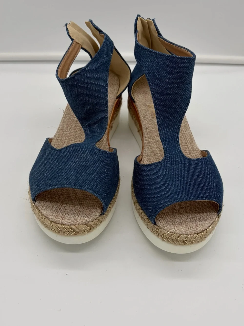 Denim Blue Wedge Sandals - Comfortable Summer Espadrilles